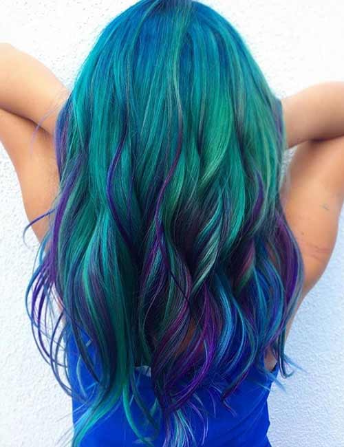purple and green ombre hair