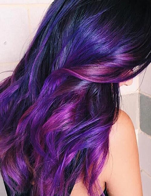 purple blue and black hair