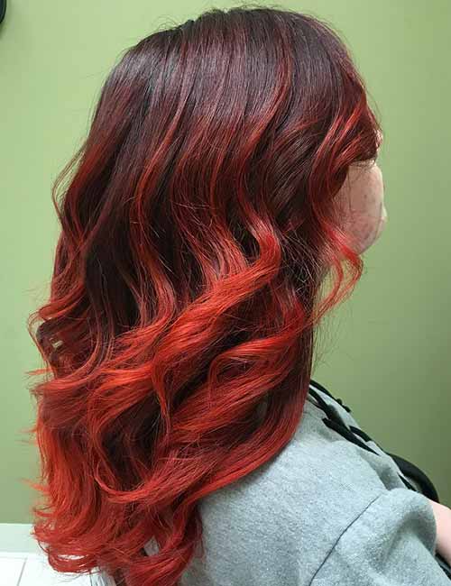 red and brown ombre hair