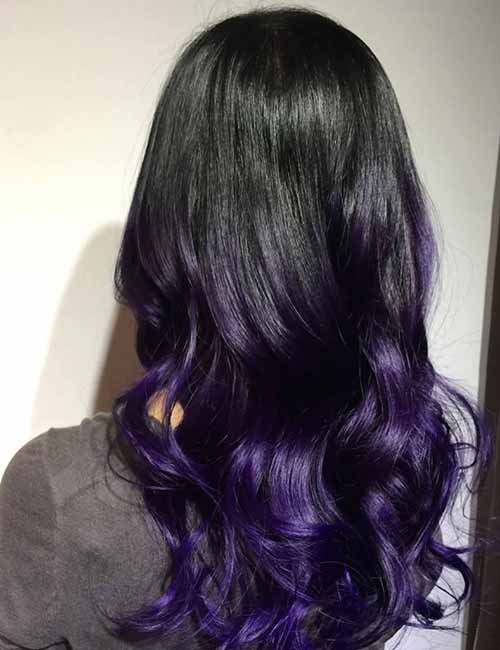 black to dark purple ombre