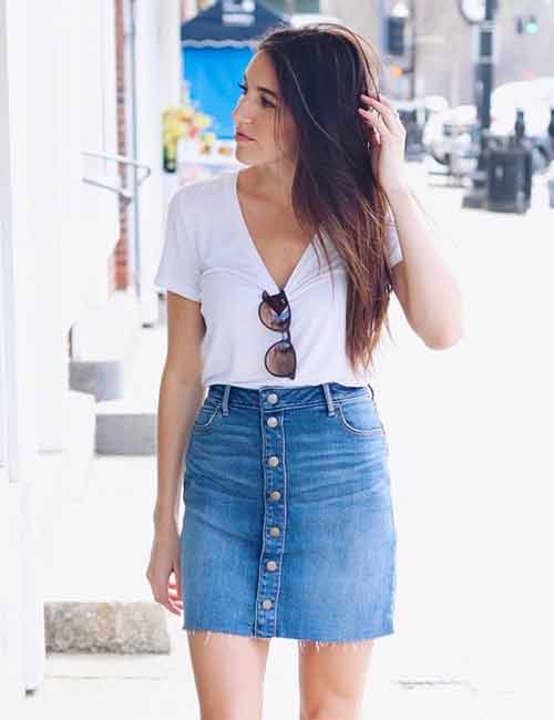 19 Ways to Wear Your Denim Skirt  Long denim skirt, Long denim skirt outfit,  Long jean skirt