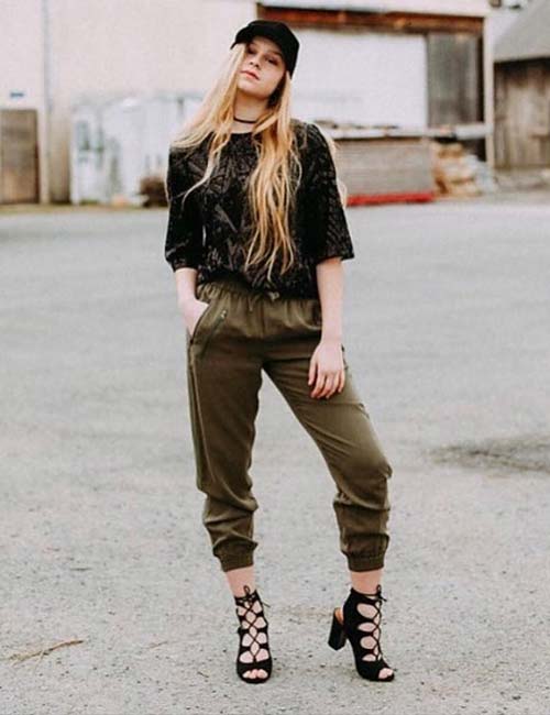 Fashion (Black)Army Green Cargo Pants Baggy Jeans Women Fashion