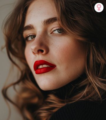 Women with red lipstick