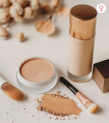 Liquid and powder foundation with some makeup brush