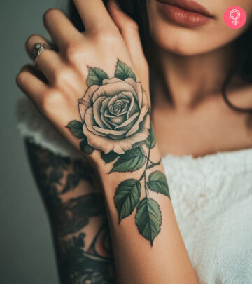 a women having various hand tattoo designs