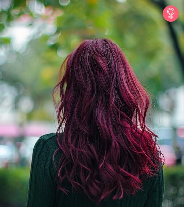 Woman in Burgundy Hair Color