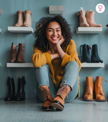 woman selecting shoes for her dress