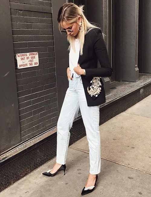 How to Style White High Rise Mom Jeans - By Charlotte B