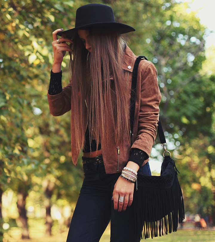 A Simple Brown Leather Jacket Outfit Idea