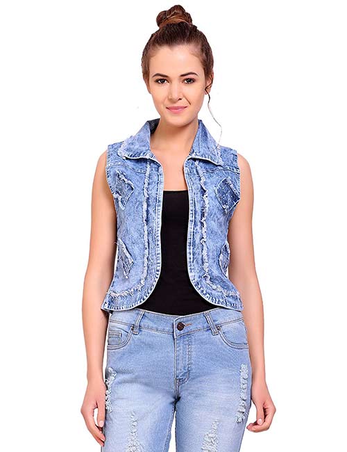 stylish girl in denim jacket and creative hairstyle  a Royalty Free Stock  Photo from Photocase