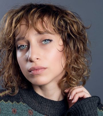 Woman In Curly Hairstyles With Bangs