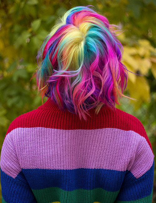 multi colored streaks in hair