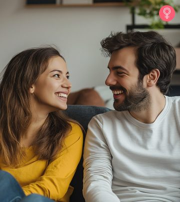 Couples talking on a sofa