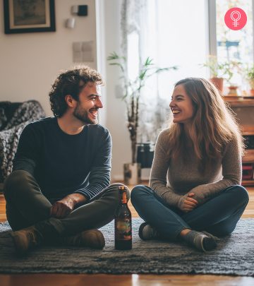 A couple spending time on a sofa