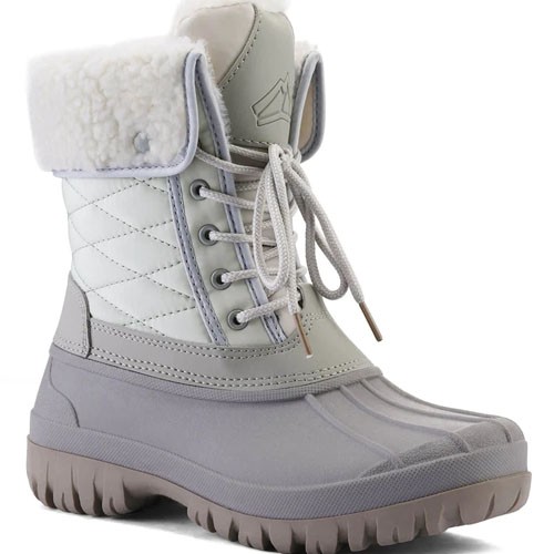  STQ Womens Insulated Winter Snow Boots Waterpoof Duck Boots  Navy/Tan 6 M US