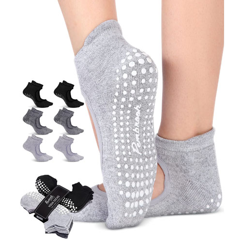 Yoga Socks for Women Non Slip, Toeless Non Skid Sticky Grip Sock