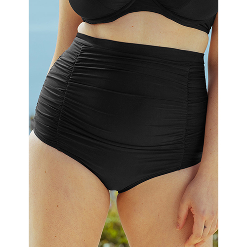 Women's Super High Waist Swim Bottom with Tummy Control in Black