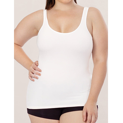 MANIFIQUE Women's Slimming Tank Top with Built in Bras, Everyday Shapewear,  White Compression Body Tank 