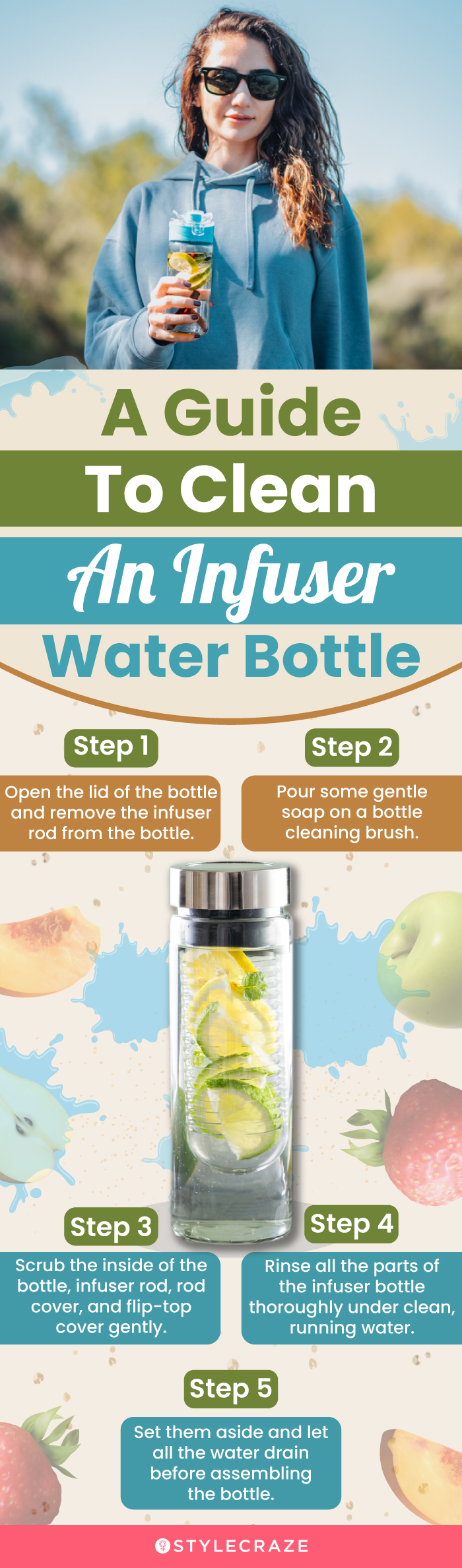 Beautiful Glass Water Bottle with Fruit and Tea Infuser Detox water Zero  Waste – Bella Vida Santa Barbara