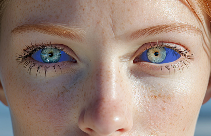 Premium Photo | Surrealistic Eye Tattoo Design With Blue And Orange Swirls