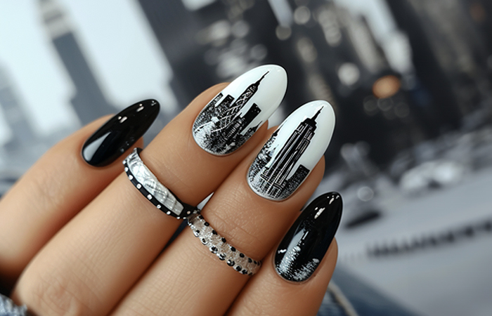 25 Gorgeous Black Nail Designs with Rhinestones Only for you : Check them  out! 2021 | Silver nails, Prom nails silver, Black acrylic nails