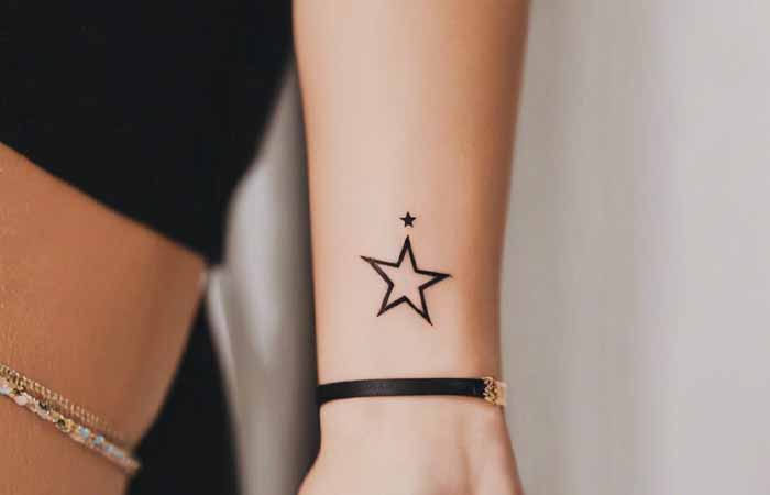 Glitter Four Star Tattoo On Wrist