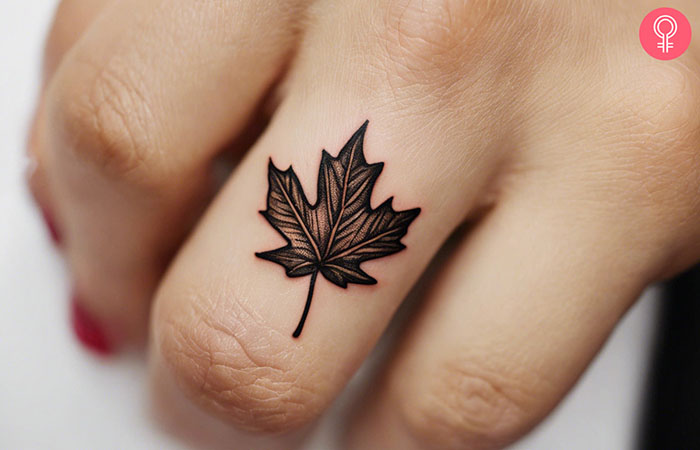 maple leaf outline tattoo