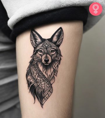 Coyote tattoo on a man’s arm