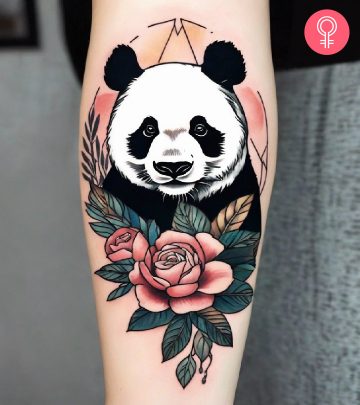 A woman with a panda tattoo