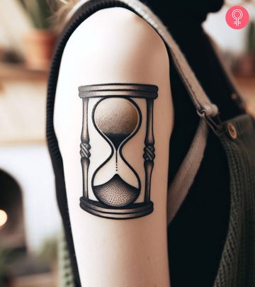 Woman with an hourglass tattoo