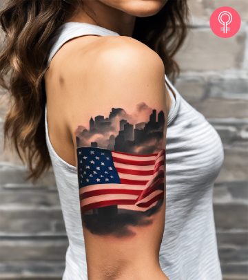 Patriotic tattoo on the upper arm