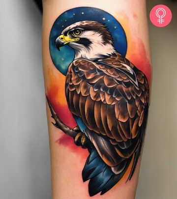 An osprey tattoo on the forearm