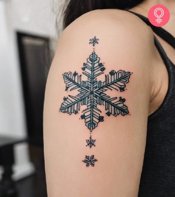 Woman with a snowflake tattoo