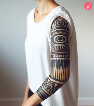 Haida tattoo patterns on the arm