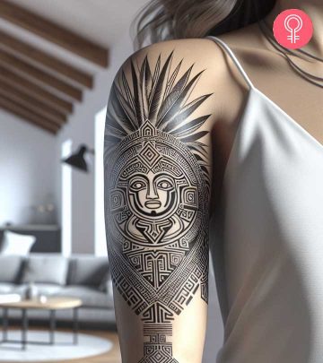 An upper arm inca tattoo design
