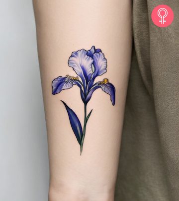 Aesthetic iris tattoo on the forearm