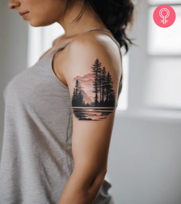 Outdoor tattoo design on the arm of a woman