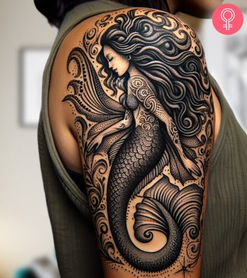 Siren tattoo on the upperarm
