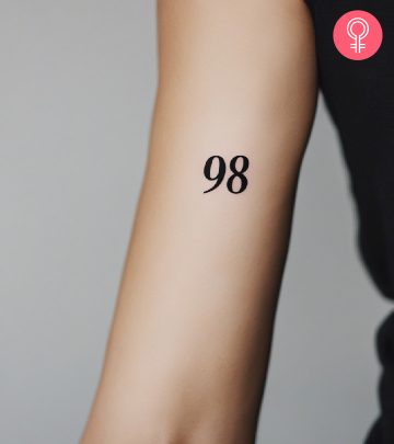 Woman with 98 tattoo on her arm
