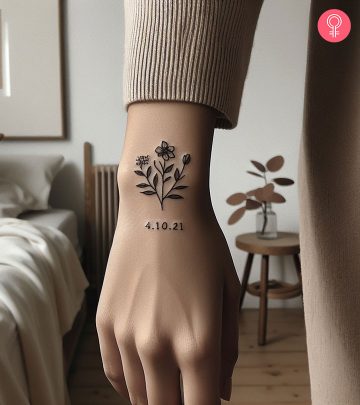 A birthday tattoo on the wrist