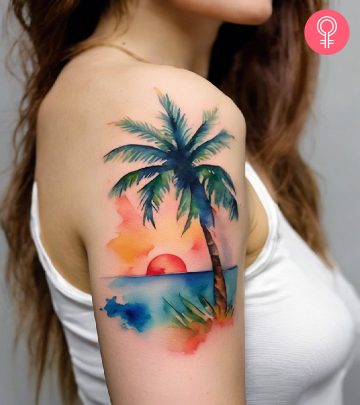 A cuban tattoo on the upper arm of a woman