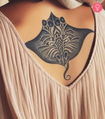 A manta ray tattoo on a woman’s back