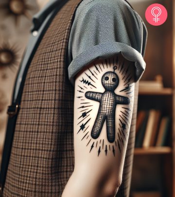 A voodoo tattoo on the arm