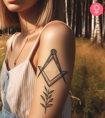 A woman with a masonic tattoo