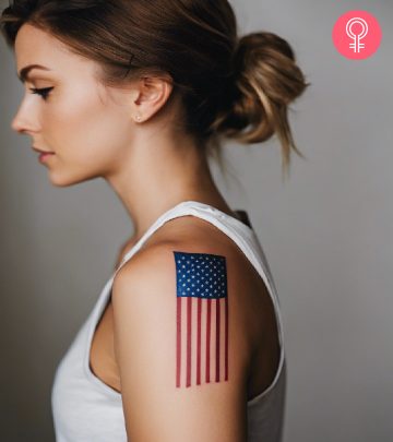 American flag tattoo on the upper arm