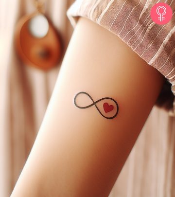 An infinity heart tattoo on the arm