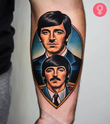 Beatles tattoo on the arm of a man
