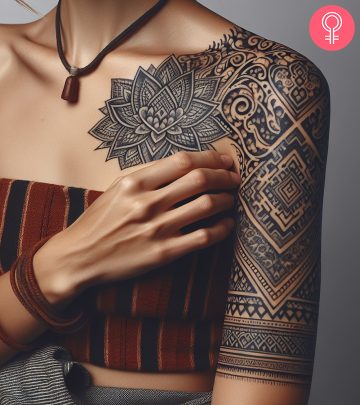 Cambodian tattoo patterns on the arm