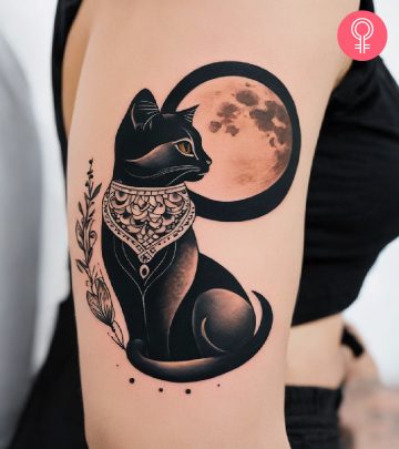Cat moon tattoo