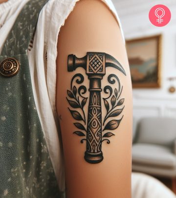 Hammer tattoo on the arm